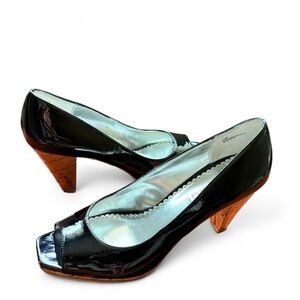 Rampage Black Peep-Toe Heels